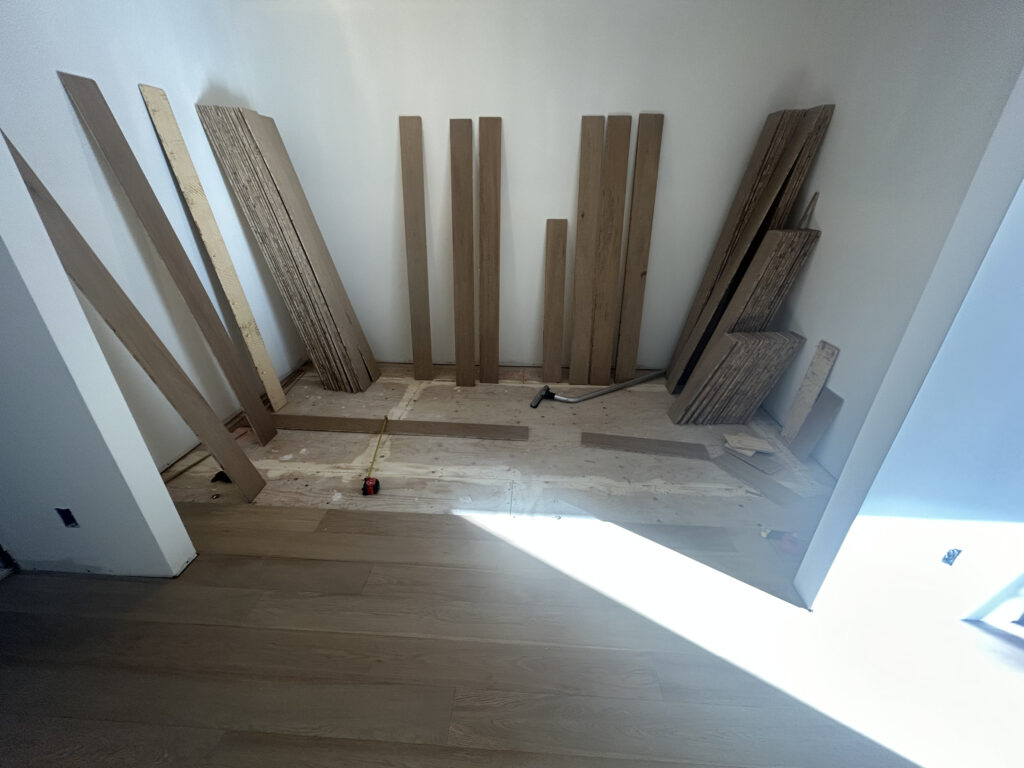 Preparing to hardwood installation.